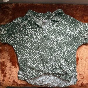 No Boundaries Olive Floral Shirt